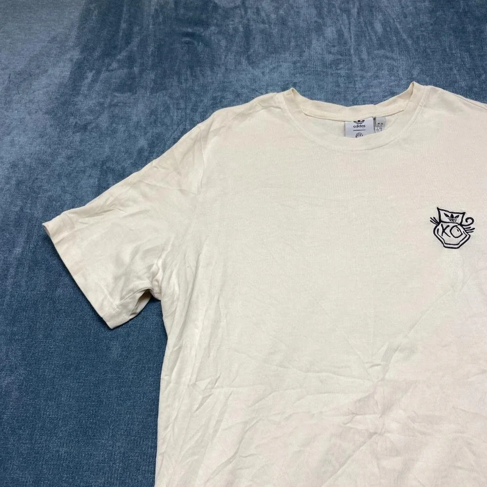 Adidas T-Shirt Mens Large Beige The World Needs Love Graphic Casual Outdoor Tee